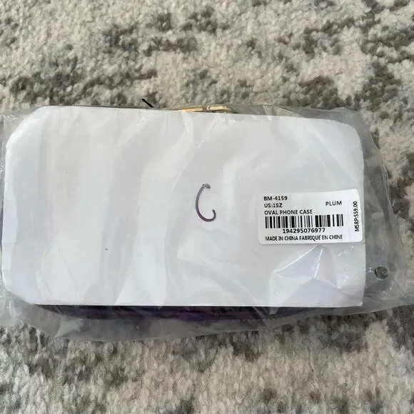 Badgley Mischka Diamond Quilted Oval Crossbody Phone Case in Plum NWT - Picture 4 of 11